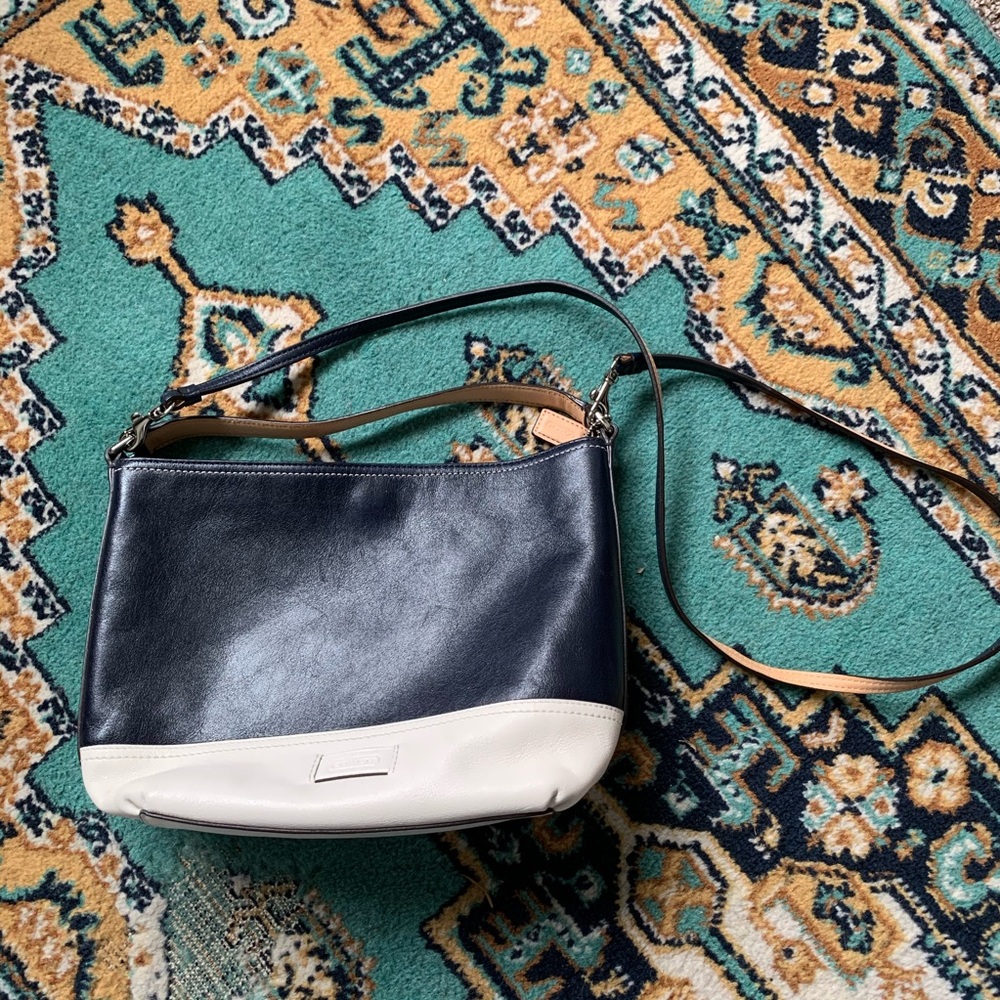Coach two tone navy cream shoulder bag